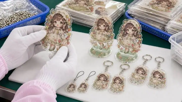 アクリルチャームと金具パーツのセット組みサンプル