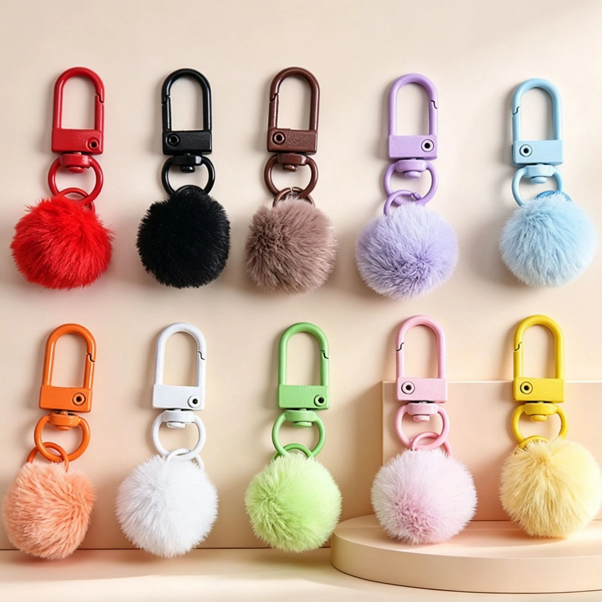 アクリルキーホルダー用金具・ストラップ・付属パーツのOEM対応写真(pom pom lobster clasp)