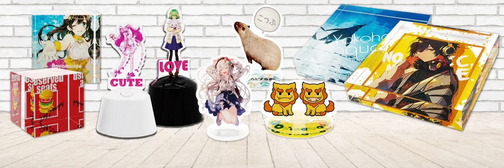日本向けアクリルグッズOEMのアクリルスタンド・アクリルブロック・キャラクターグッズ制作イメージ