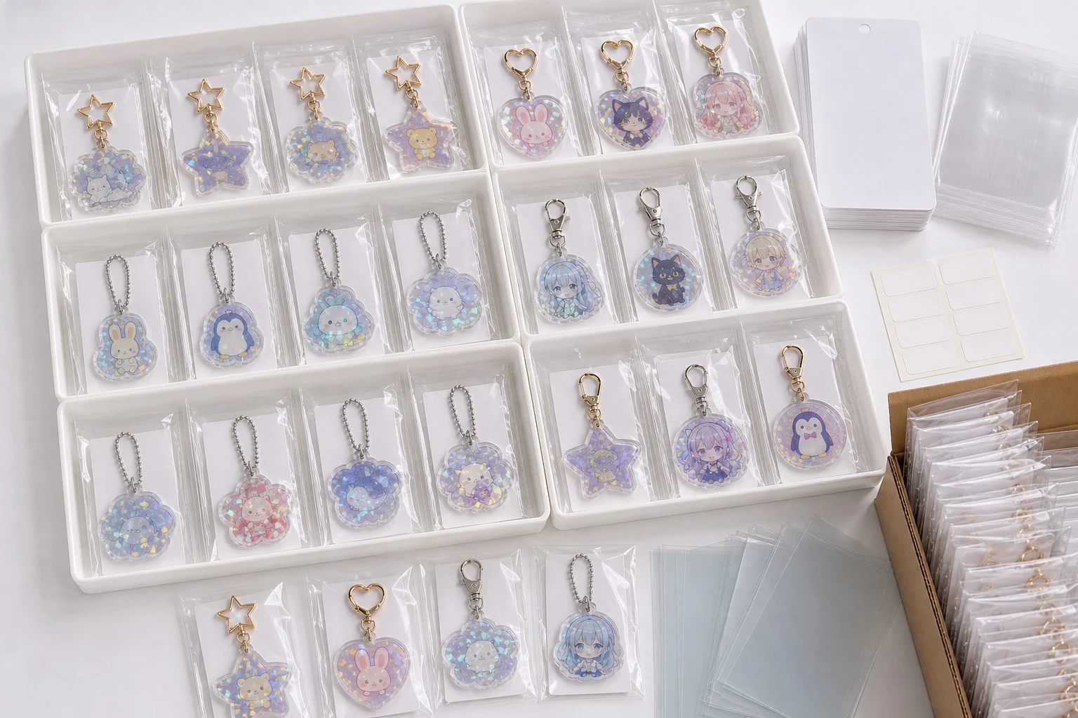 個包装済みホログラムアクリルキーホルダーのSKU別管理サンプル
