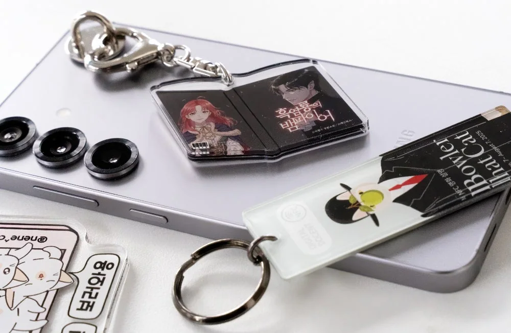 アクリルキーホルダーの特殊印刷・付属品サンプル